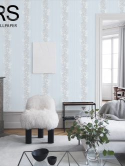 วอลเปเปอร์ลายทางหลุยส์สีเงินพื้นสีฟ้าอ่อน MUT-D47W