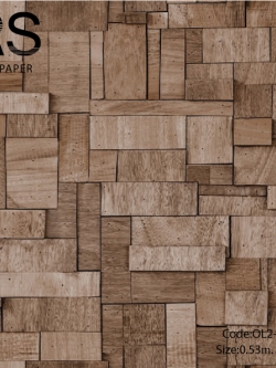 วอลเปเปอร์ลายไม้ประยุกต์โทนสีน้ำตาล OL2-B11