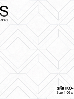 วอลเปเปอร์ โมเดินท์พื้นขาว ลายสี่เหลียมเส้นเงิน IKO-M33W