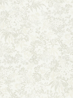 วอลเปเปอร์ลายดอกไม้ สีเงินพื้นสีขาว EPI-F18W
