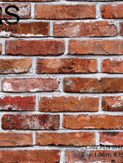 วอลเปเปอร์อิฐส้มเข้มร่องปูนขาว PLN-M47W