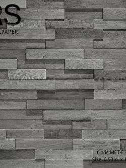 วอลเปเปอร์ลายไม้กราฟฟิคเรียงตัวกันแนวนอนสีเทาดำ MET-F31