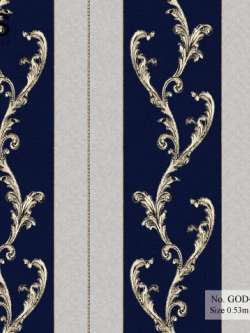 วอลเปเปอร์ วินเทจลายทาง สีน้ำเงิน-เงิน No.GOD-S54
