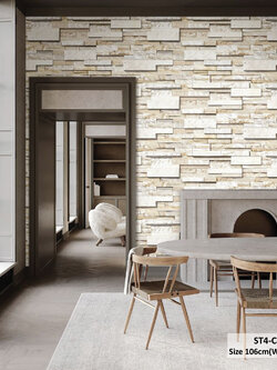วอลเปเปอร์ลายอิฐหิน สีน้ำตาลอ่อน ST4-C40W