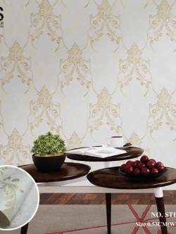 วอลเปเปอร์ ลายสีทอง พื้นสีขาวครีม No.STL-J55