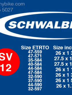 ยางใน Schwalbe 27.5"1.4-1.7 SV12