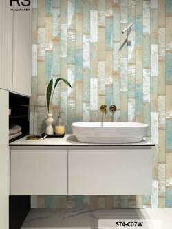 วอลเปเปอร์ลายหิน คอนกรีต สีน้ำตาลฟ้า ST4-C07W