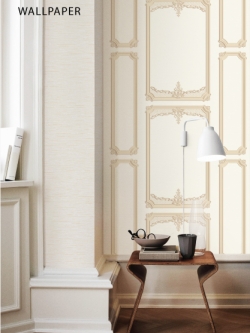 วอลเปเปอร์ลายกรอบไม้คลาสสิคสีทองแดงพื้นสีขาว MUT-D13W
