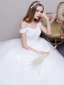 BR217 **พรีออเดอร์**ชุดแต่งงาน&ชุดเจ้าสาวแบบยาวสีขาวเกรดพรีเมี่ยม หรูหราน่ารัก สวยโดดเด่นไม่ซ้ำใคร สวยงามดุจเจ้าหญิง