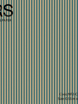 วอลเปเปอร์ลายทางเส้นสีครามเข้มสลับสีทอง ช่องห่าง 0.7 ซม. NF2-C38