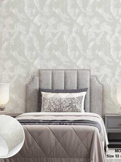 วอลเปเปอร์ ลายปูนเปลือยครีมแทรกเส้นสีเงิน MOD-J87