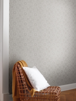 วอลเปเปอร์โมเดินท์ สีพื้นเทาเข้ม ลายเงินเทา (Moroccan Style)FD2-B38