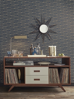 วอลเปเปอร์โมเดินท์ ลายจุดสีพื้นกรมท่า จุดทอง (Moroccan Style)CTB-D11