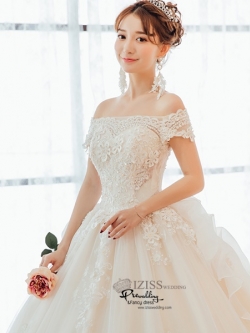 BR347 **พรีออเดอร์**ชุดแต่งงาน&ชุดเจ้าสาวแบบยาวอลังการ สีขาวเกรดพรีเมี่ยม หรูหราน่ารัก สวยโดดเด่นไม่ซ้ำใคร