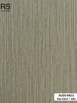 วอลเปเปอร์ สีน้ำตาลแทรกเส้นสีทอง ปนกลิตเตอร์สีเงิน AUD3-ML51