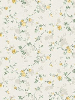 วอลเปเปอร์ลายดอกไม้สีเหลือง พื้นเทาอ่อน BLO-C45W
