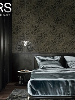 วอลเปเปอร์ลายโมเดิร์นคลาสสิคสีทองมีกลิตเตอร์พื้นสีดำ MUT-D16W