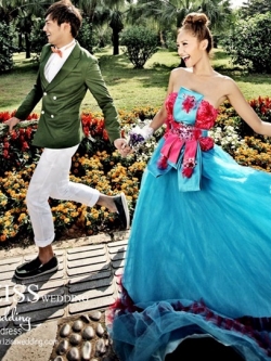 PW177 - Pre order ชุดคู่ถ่ายพรีเวดดิ้ง (prewedding dress) & ชุดแต่งงานแฟนซี (Fancy wedding dress)ชายหญิง "ธีมสีฟ้า-เขียว"