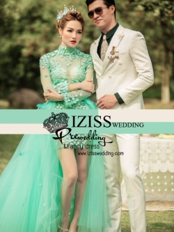 PW257- **พรีออเดอร์ค่ะ** ชุดคู่ถ่ายพรีเวดดิ้ง (prewedding dress) & ชุดแต่งงานแฟนซี (Fancy wedding dress)ชายหญิง "ธีมสีขาว-เขียว"