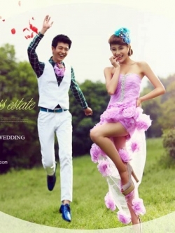 PW179 - Pre order ชุดคู่ถ่ายพรีเวดดิ้ง (prewedding dress) & ชุดแต่งงานแฟนซี (Fancy wedding dress)ชายหญิง "ธีมสีม่วง-ขาว"