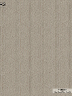 วอลเปเปอร์สไตล์โมเดิร์น ลายลูกบาศ์ก สีน้ำตาลเส้นสีโรสโกลด์ VDI2-B58