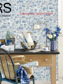 วอลเปเปอร์ลายรถมีตัวหนังสือสไตล์คลาสสิค PT-Q07