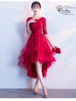 DS042 - Pre order ชุดราตรี เดรสสั้นออกงาน (short dresses) ชุดไปงานแต่งงานสวยๆ "ธีมสีแดง"