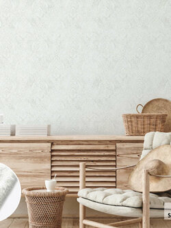 วอลเปเปอร์ลายหลุยส์ พื้นสีขาว ลายสีเงิน FSK-J78