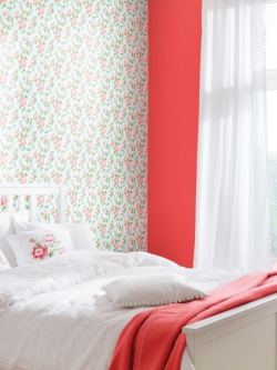 วอลเปเปอร์ลายดอกไม้พื้นฟ้า ดอกชมพูสดใหญ่สุด9ซม.FD2-B20