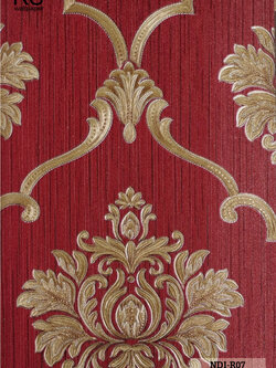 วอลเปเปอร์ ลายหลุยส์คลาสสิคสีทอง พื้นสีแดง NDI-R07