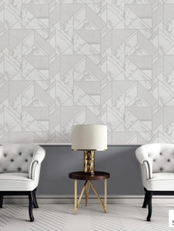 วอลเปเปอร์ ลายหินอ่อนสีเทา ตัดเส้นสีเงิน No.MID-D16