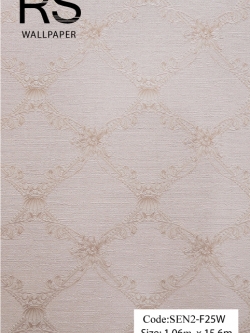 วอลเปเปอร์ลายหลุยส์เป็นตารางสีโรสโกลด์พื้นสีชมพูอ่อน SEN2-F25W