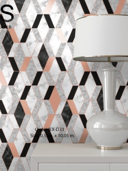 วอลเปเปอร์ลายกราฟฟิกโมเดิร์นหินอ่อน HEX-D33