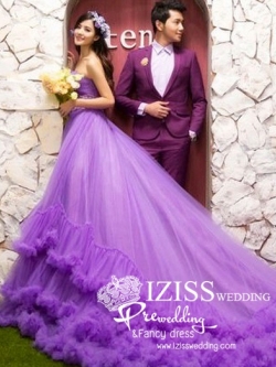 PW081 **พร้อมส่งทั้งเซ็ทค่ะ** ชุดคู่ถ่ายพรีเวดดิ้ง (prewedding dress) & ชุดแต่งงานแฟนซี (Fancy wedding dress)ชายหญิง "ธีมสีม่วง"