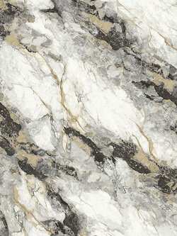 วอลเปเปอร์ลายหินอ่อน สีขาวแทรกสีดำปนทอง MAR-C08W