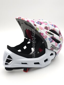 หมวกจักรยานเด็ก เต็มใบ สีขาว ลายขนม 46-53 ซม.