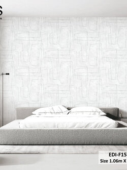 วอลเปเปอร์ สไตล์ abstract ลายกราฟฟิคสีเงินพื้นสีเทา EDI-F15W