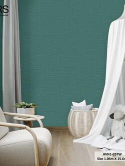 วอลเปเปอร์ลายผ้า สีพื้นเขียวเข้ม AVN1-C07W