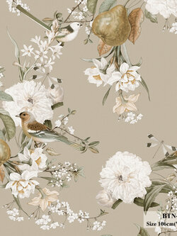 วอลเปเปอร์ลายดอกไม้ โทนสีน้ำตาล BTN-C18W