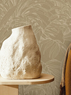 วอลเปเปอร์ลายใบไม้ลายสีทอง พื้นสีน้ำตาล LIV5-D64W