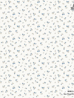 วอลเปเปอร์ลายดอกไม้เล็กๆ สีน้ำเงิน พื้นสีขาว BMG2-B25