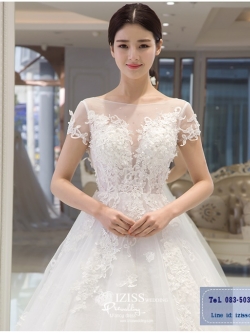 BR204 **พรีออเดอร์**ชุดแต่งงาน&ชุดเจ้าสาวแบบยาวสีขาวเกรดพรีเมี่ยม หรูหราน่ารัก สวยโดดเด่นไม่ซ้ำใคร