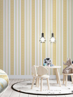 วอลเปเปอร์ลายทาง พื้นสีขาว ลายสีทองFSK-J73