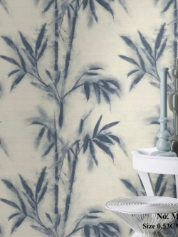 วอลเปเปอร์ลายใบไม้บนพื้นผ้าสีขาว MAN-B09