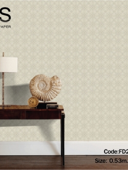 วอลเปเปอร์โมเดินท์ สีพื้นขาวครีม ลายทองเหลือง (Moroccan Style)FD2-B57