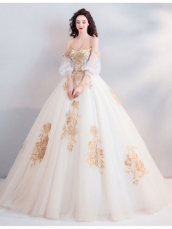 DL102 **พรีออเดอร์** ชุดออกงานสีทอง ชุดราตรี เดรสยาวออกงาน (Night party dresses) ชุดไปงานแต่งงานสวยๆ "ธีมสีทอง"