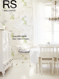 วอลเปเปอร์ลายดอกไม้สีฟ้ามีใบไม้อยู่บนจ่าหน้าซอง FWS-D66W