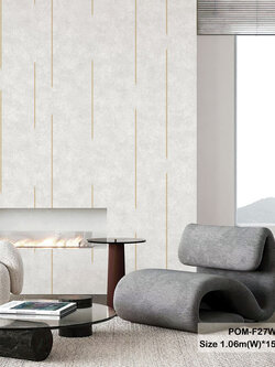 วอลเปเปอร์สไตล์โมเดิร์น ลายเส้น สีทองพื้นเทา POM-F27W