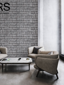 วอลเปเปอร์ลายอิฐสีเทาเข้มมีหินกรวดผสม MUT-D36W