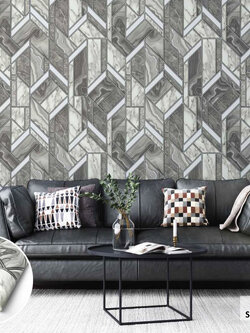 วอลเปเปอร์ลายโมเดิร์น ลูกบากศ์ สีเทา FSK-J88